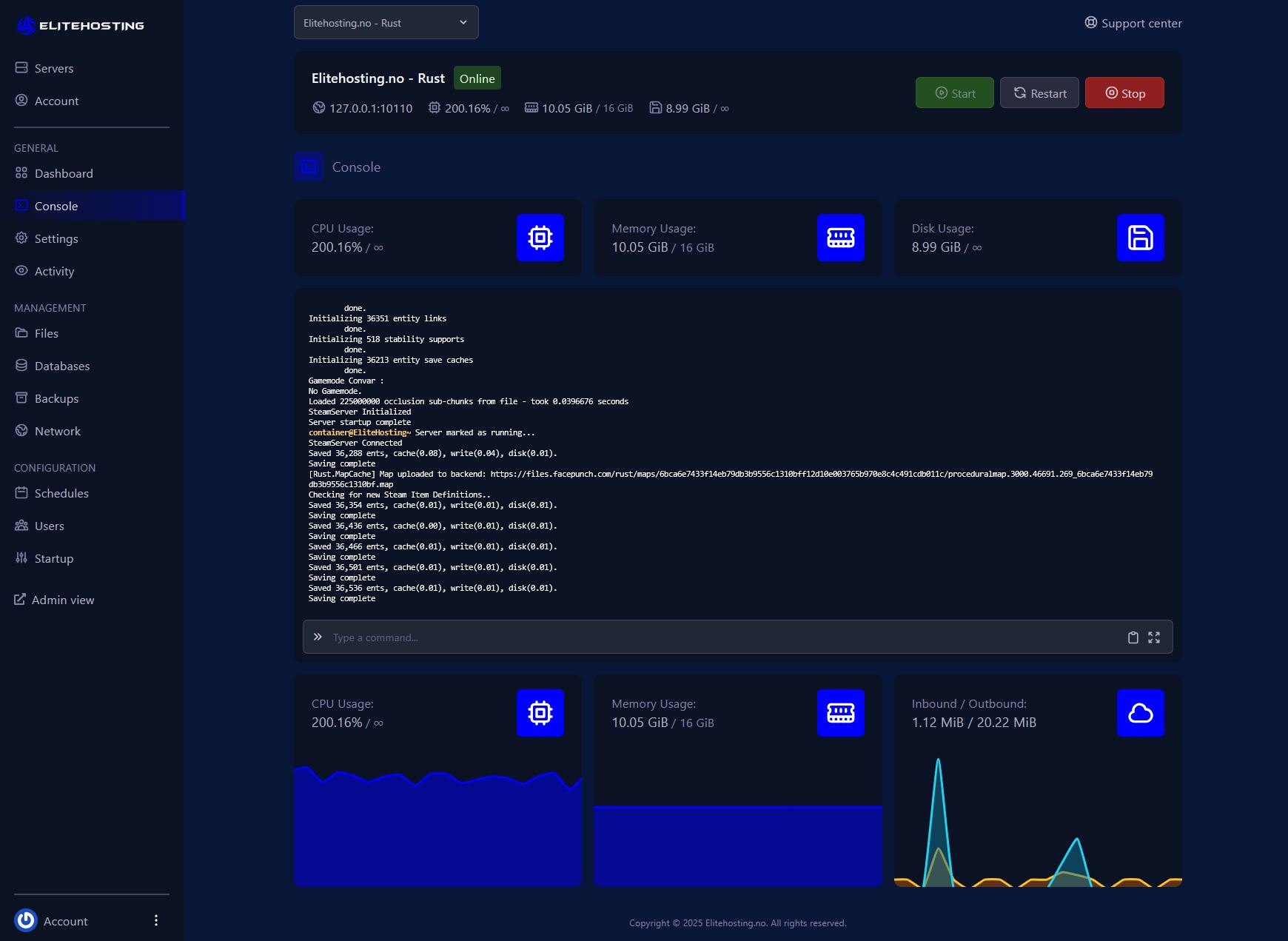 Rust Control Panel