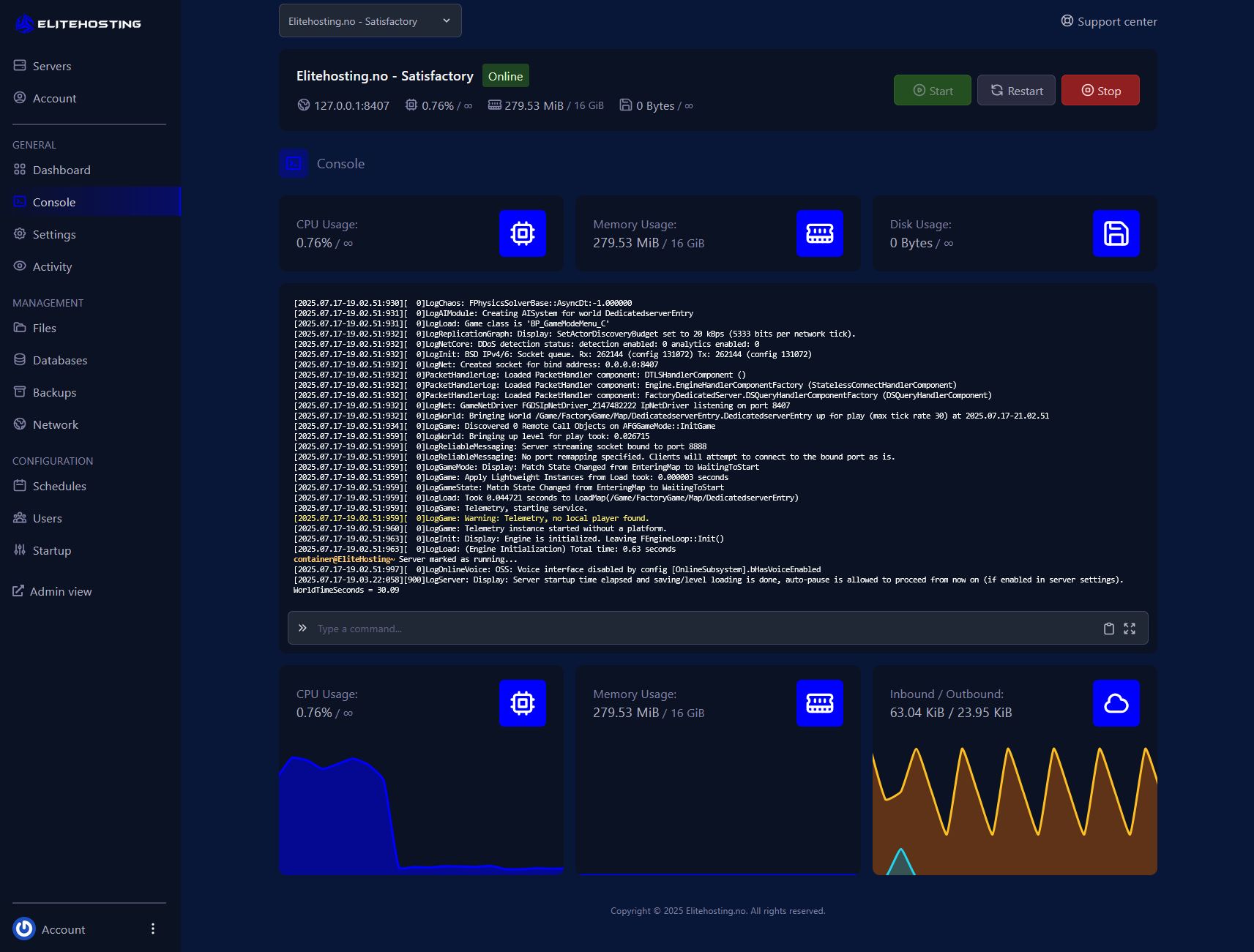 Satisfactory Control Panel